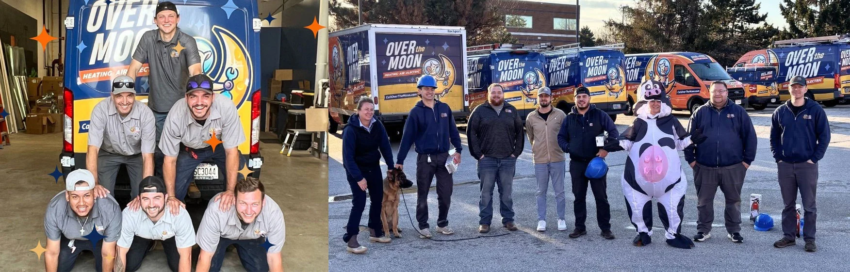 branded trucks & team photos collage